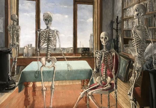 Paul Delvaux. Waiting for the liberation (Skeletons in an Office). 1944